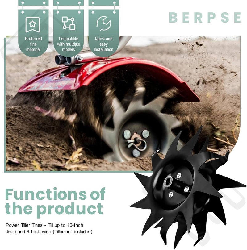 BERPSE 1622 Power Tiller Tines for All Mantis Tiller/Cultivators 7222, 7225, 7260, 7261, 7262, 7920, 7924, 7940 - (Till up to 10-Inch deep and 9-Inch Wide) - Image 5